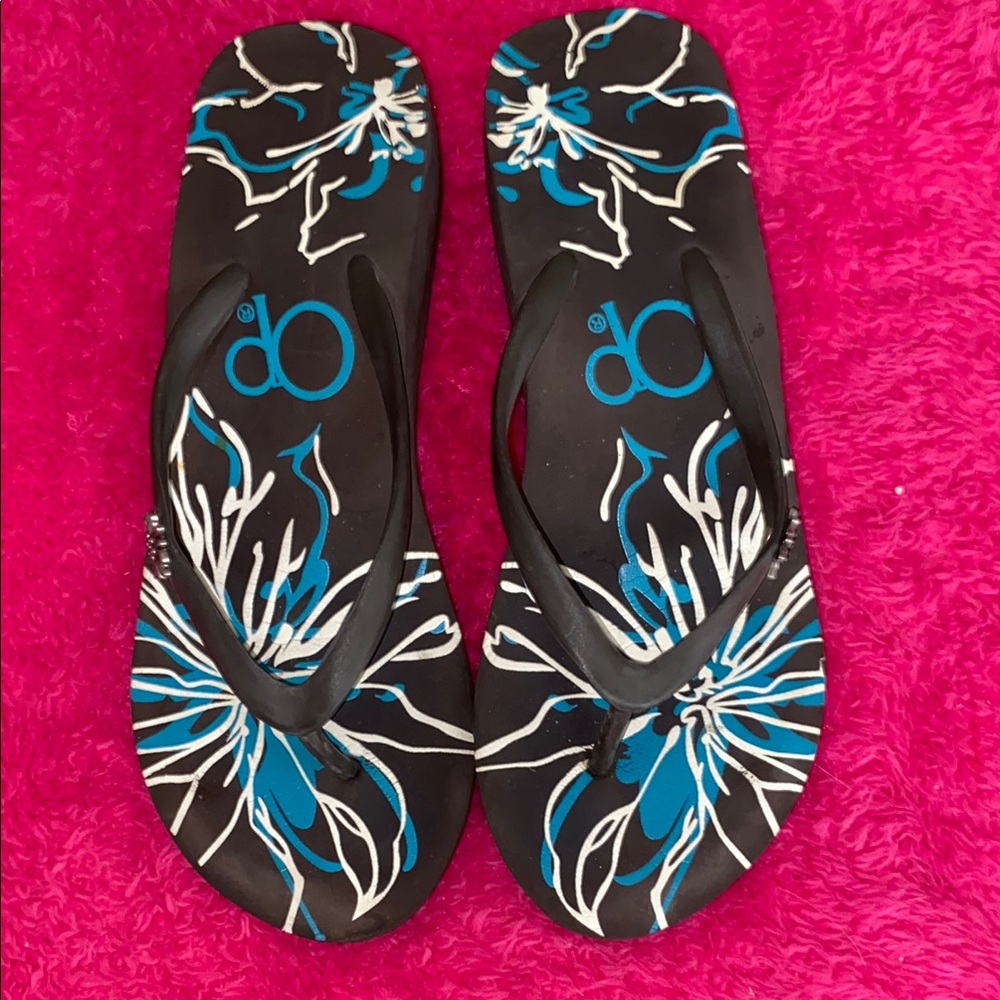 Black and Blue Flip Flops